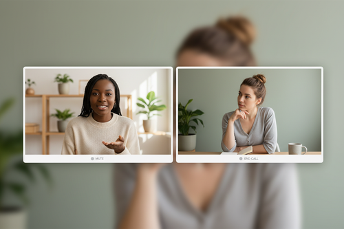Two people in a virtual health coaching session